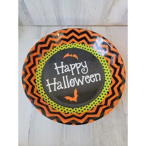 Happy Halloween bat large candy dish plate orange decor